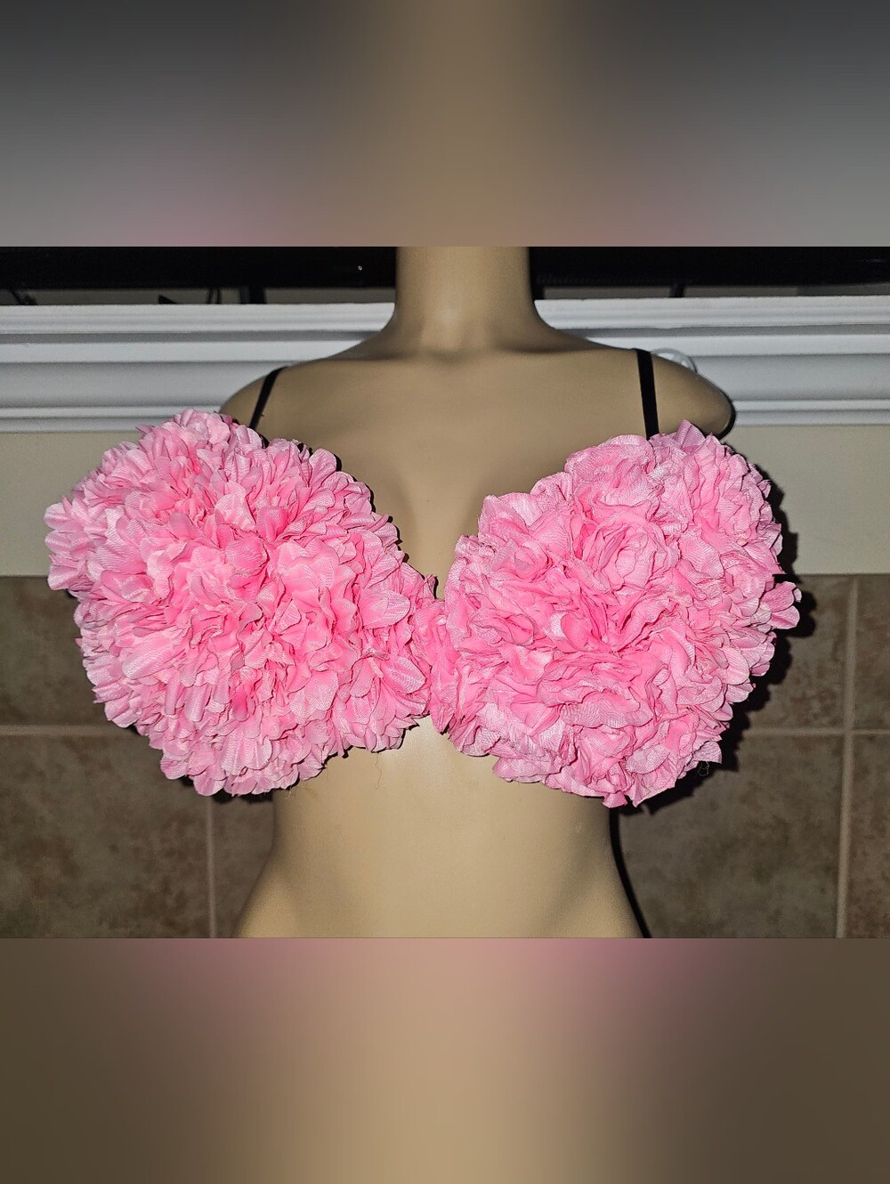 Faux 3D Pink Flower Bra - 34C